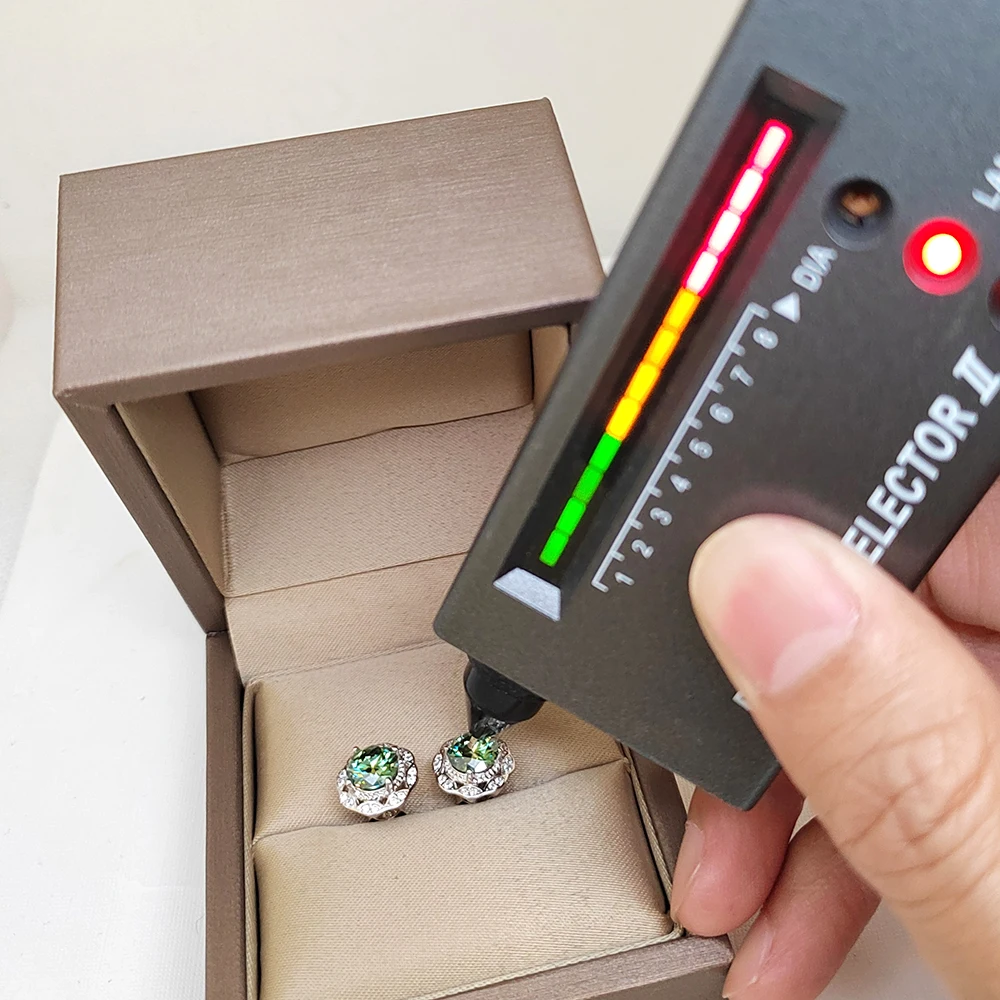 Luomansi 1+1 carat green Mosonite earrings with with certificate 100% - S925 real silver jewelry wedding party gift