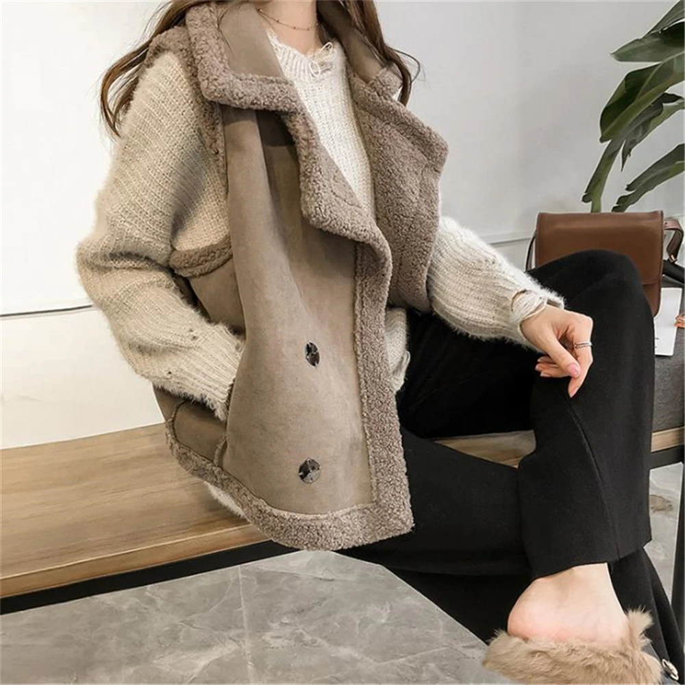 Winter Gilet Autumn Waistcoat Thick Sleeveless Jacket Warm Hot Sale Loose Vest Suede Coat Female Suede Overcoat Outerwear M-4xl