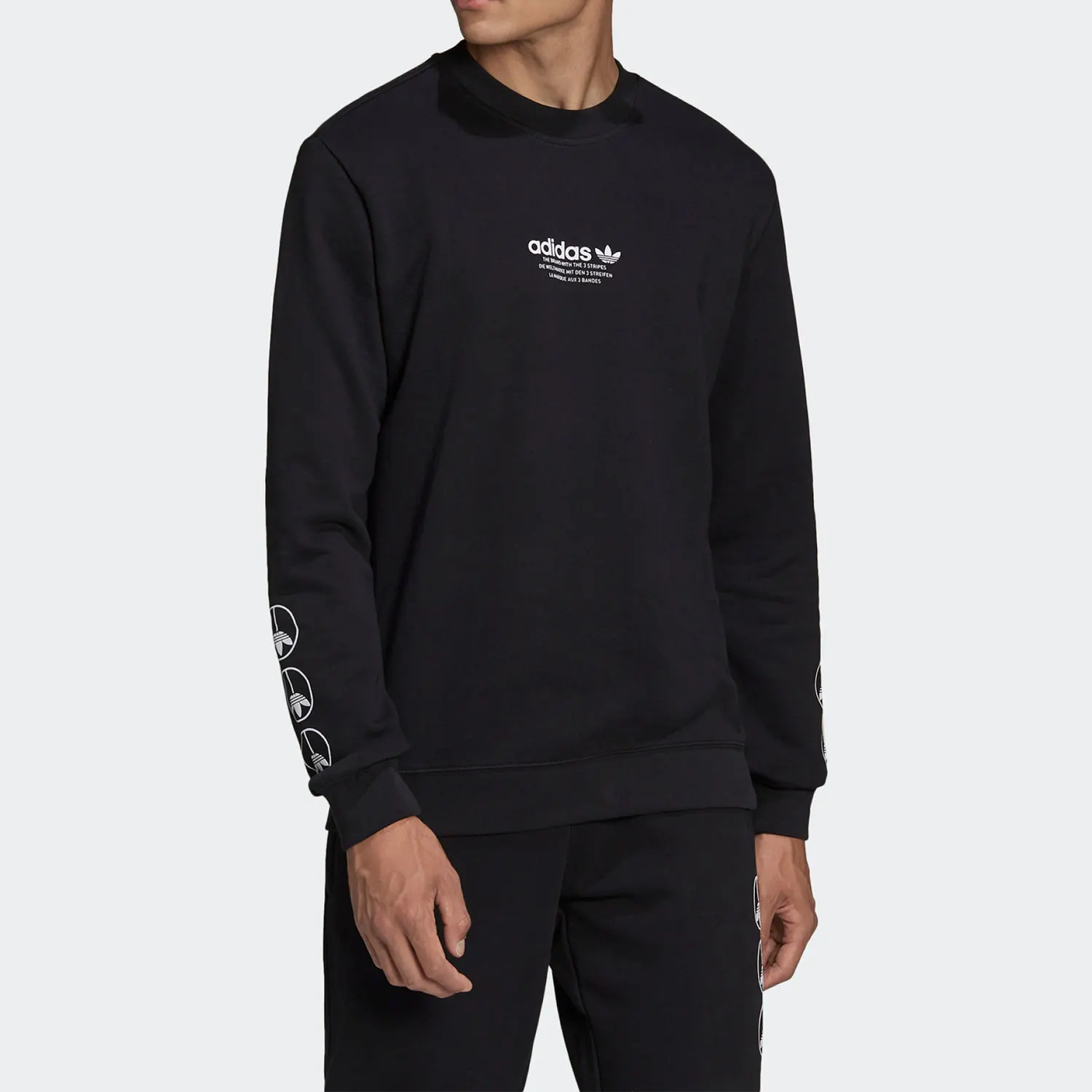 

Оригинальный мужской спортивный свитшот Adidas с круглым вырезом и логотипом клевера HF4904