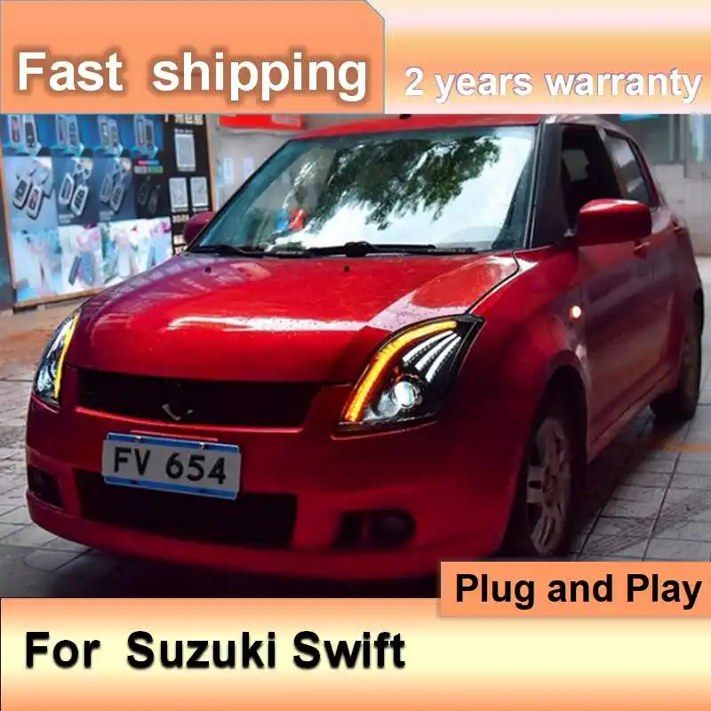 اكسسوارات السيارات لسوزوكي سويفت كشافات 2005-2016 سويفت العلوي DRL بدوره إشارة منخفضة عالية شعاع العارض عدسة