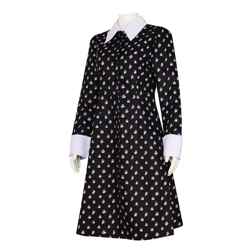 Robe de Cosplay Vintage Noire à Imprimé Gothique pour Fille, Tenue de Lancements d'Halloween pour la Journée des Enfants