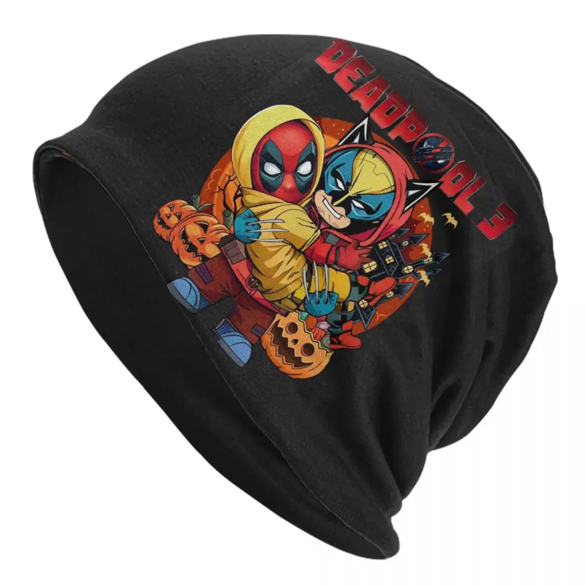 Custom Deadpool Poster Beanie Cap Unisex Winter Warm Bonnet Femme Knitting Hats Fashion Outdoor Wolverine Skullies Beanies Hats