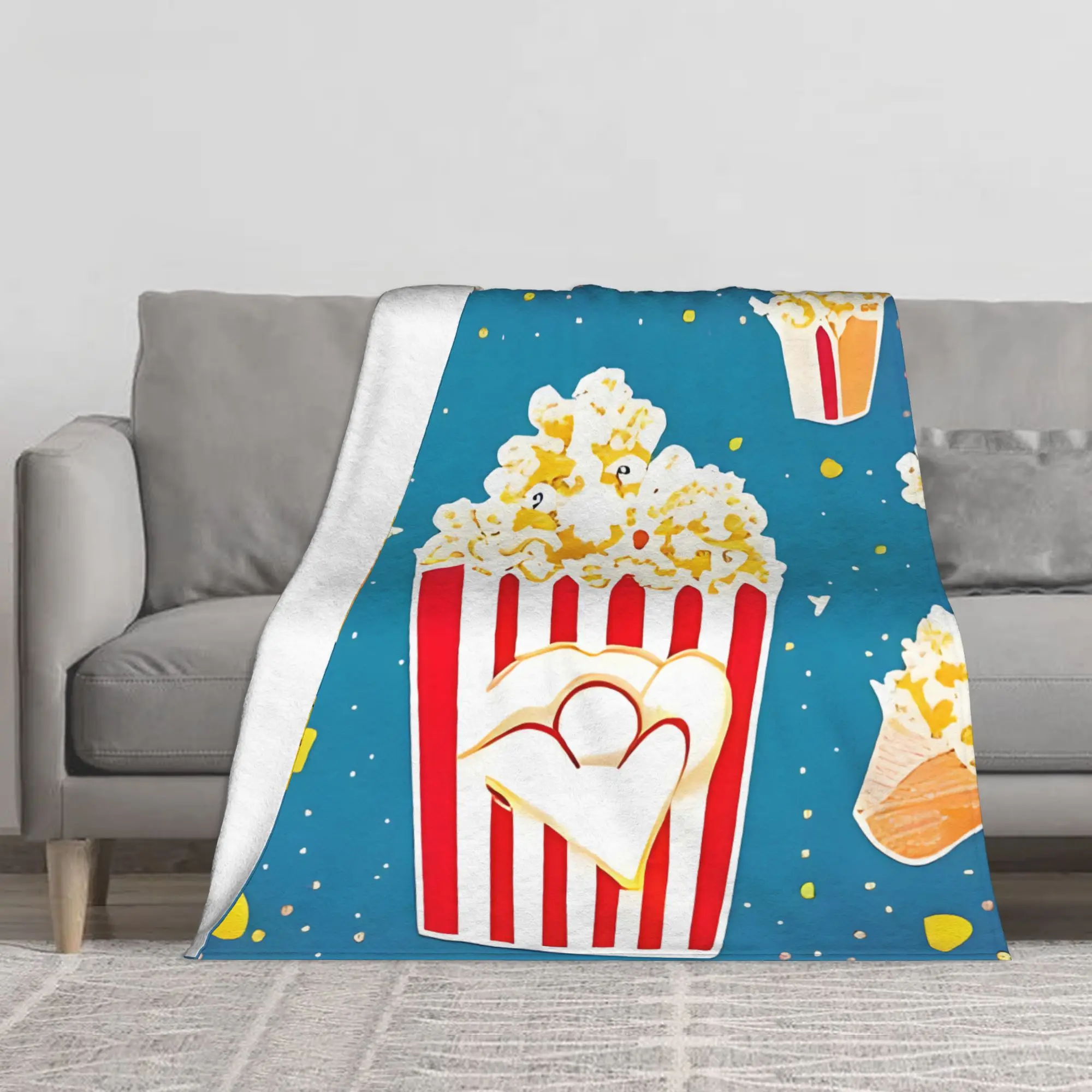 1PC Popcorn Panic Popcorn Power! Popcorn Frenzy Blanket Throw Super Cosy Plush Living Room Sofa