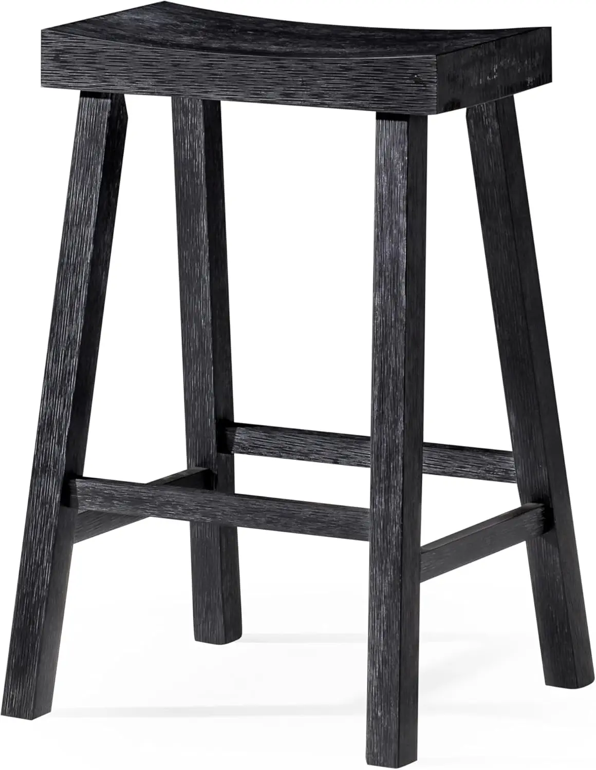 

Vincent Counter Stool – 26 Inches – Rectangular Stool with Footrest – Black Solid Wood – Space-Saving Design for Ki