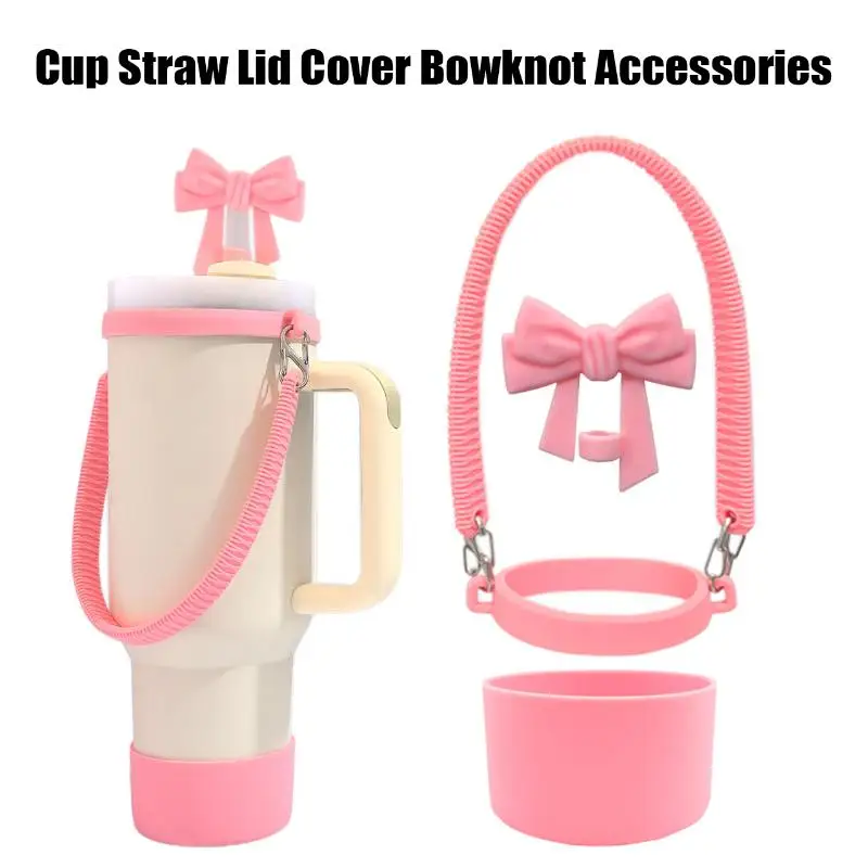 New 3PCS/SET Tumbler Cup Hand Strap Straw Lid Cover Bowknot Accessories Set For 10mm Straws Replacement