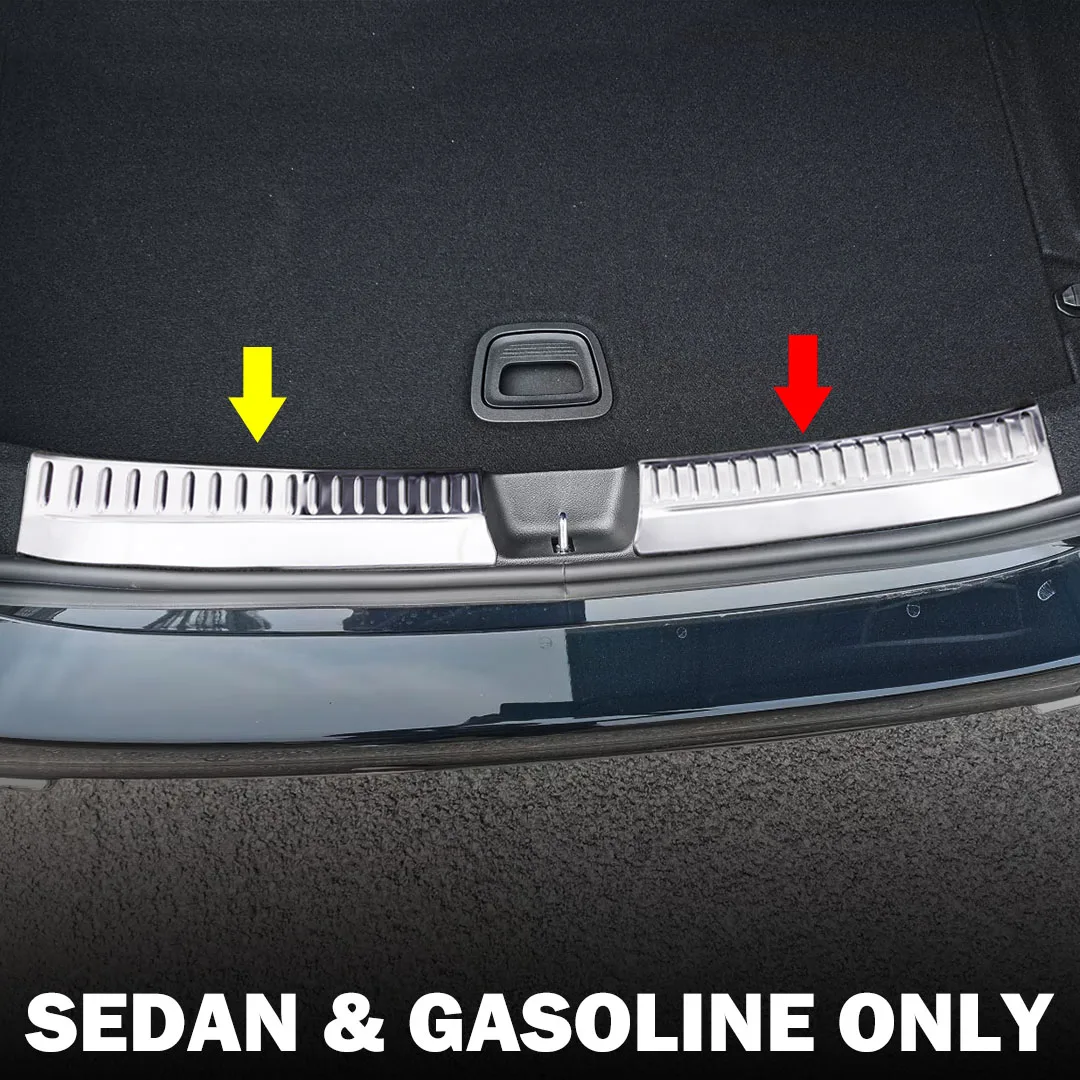 Para mercedes benz e350 e450 e53 amg sedan w214 2024 2025 2026 amortecedor traseiro tronco peitoril protetor capa de aço inoxidável prata