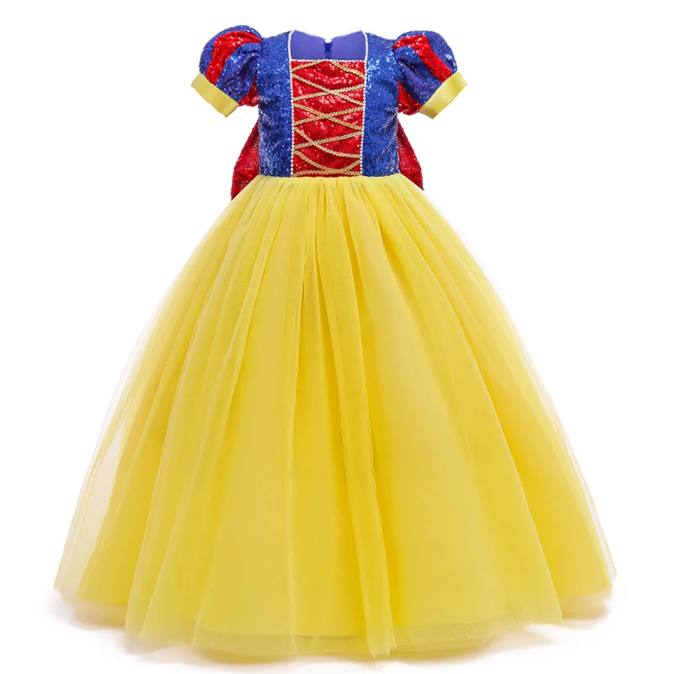 Sequins Girl Snow White Fancy Dress Girls Kids Carnival Christmas Party Princess Costume Children Birthday Performance Clothes