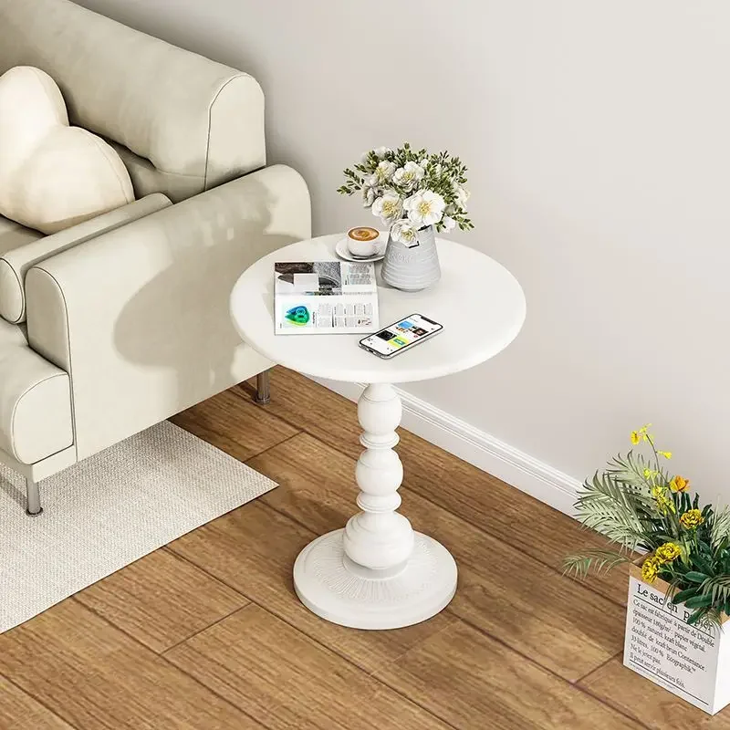 Nordic Iron Small Round Table Retro Living Room Coffee Table Creative Mobile Sofa Bedside Mini Table Bedroom Household Furniture