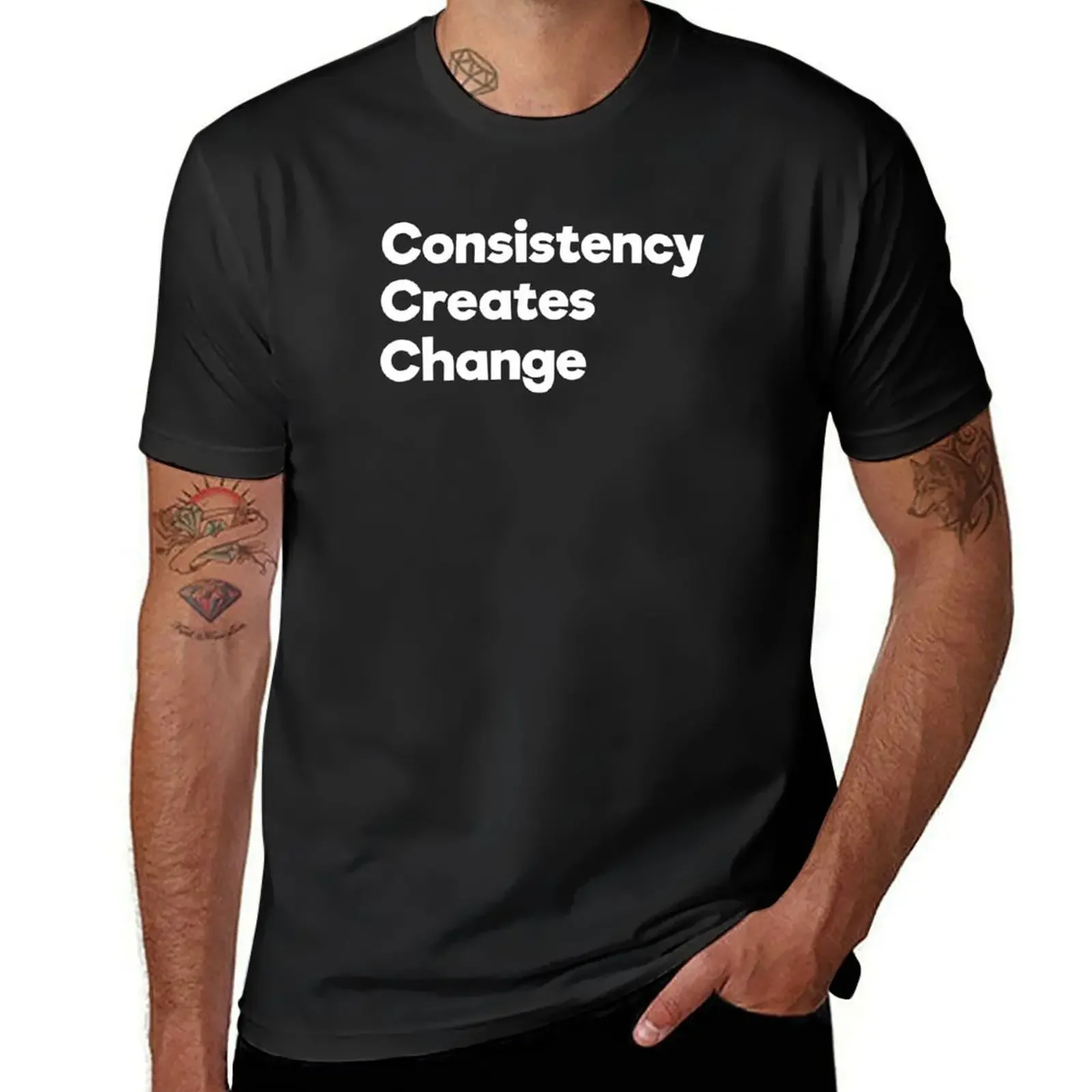 Consistency Creates Change White Black T-Shirt aesthetic clothes cute tops Men's t-shirts