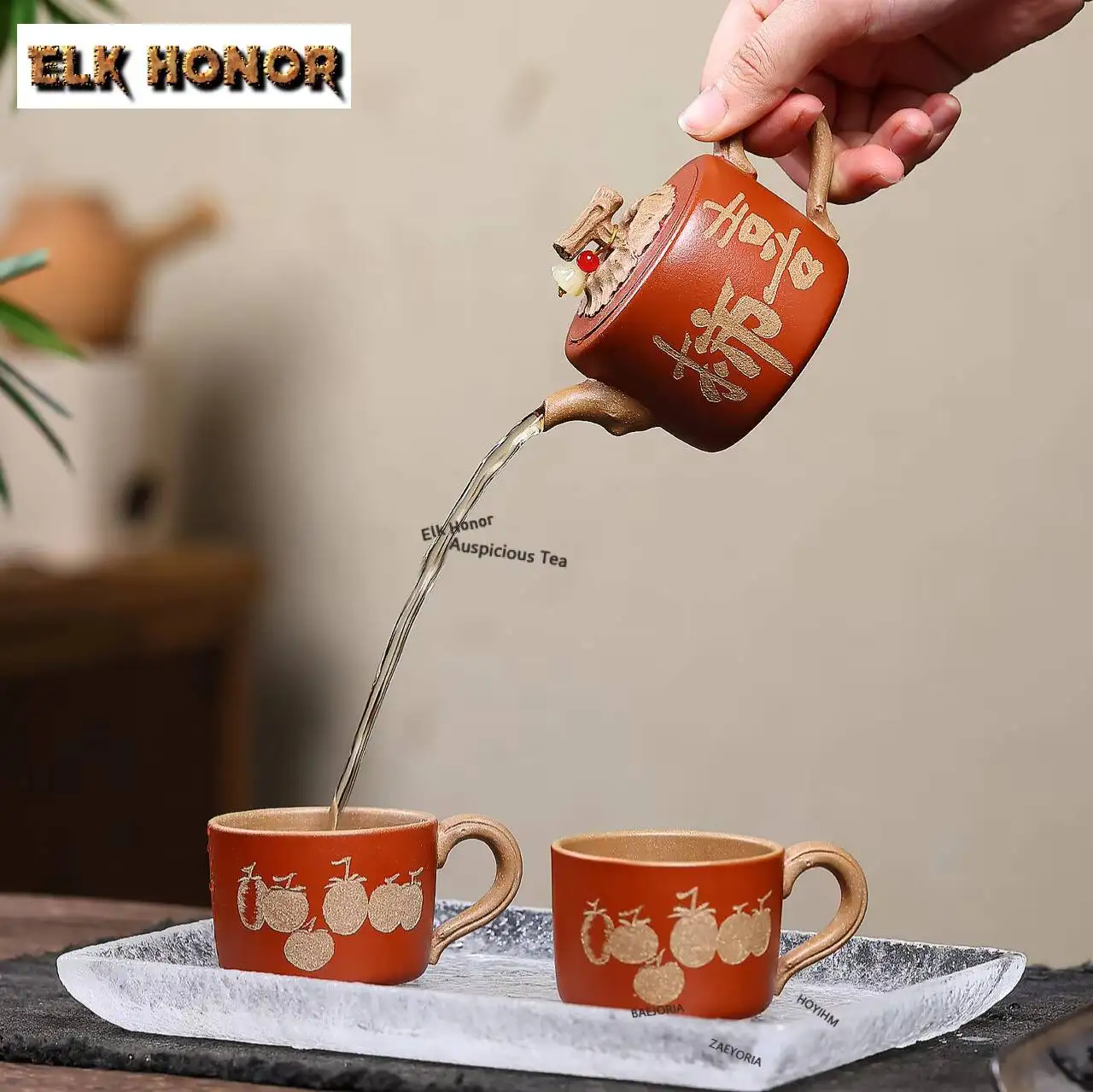 ZAEYORIA 150ml Exquisite Yixing Purple Clay Teapot Handmade Bionic Persimmon Pot Raw Ore Zhu Mud Kettle With Filter Zisha Teaset