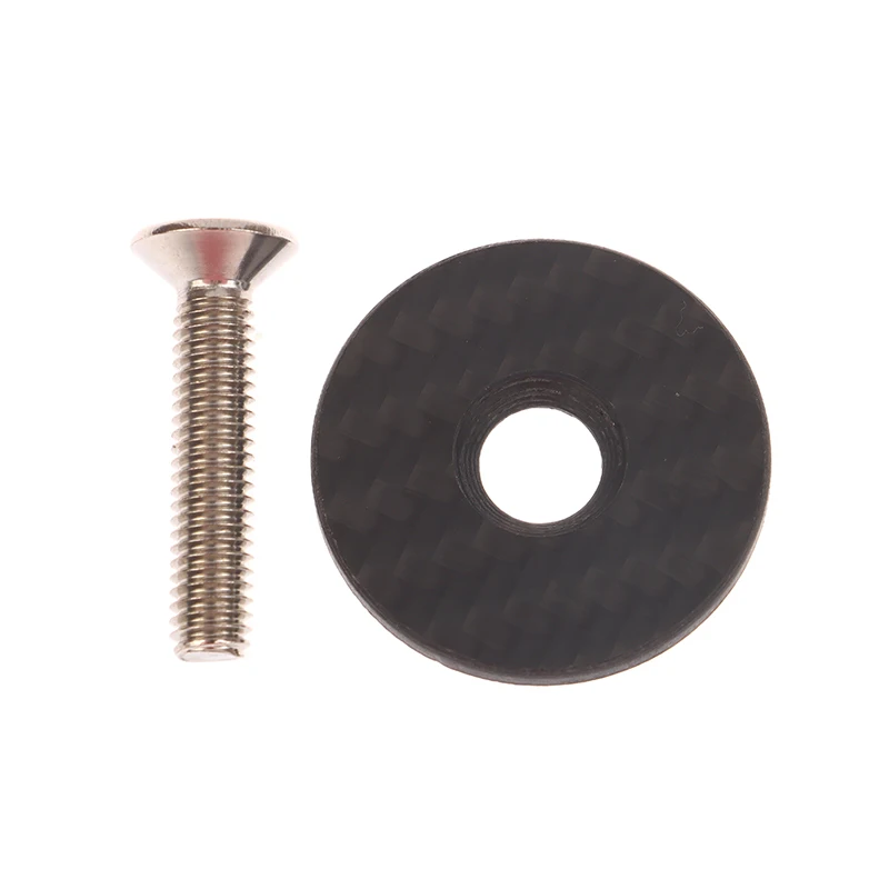 

No Logo Bike Headset Top Cap Carbon Fiber Bike Stem Headset Cap With M6*30mm Screw Bike Front Fork Top Cover Bike Parts