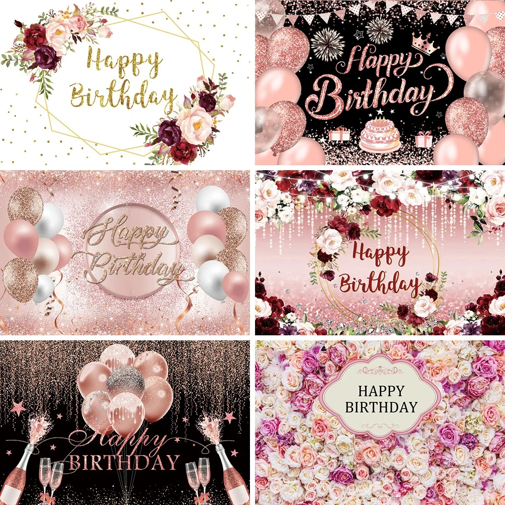 Happy Birthday Banner Backdrop Shiny Diamonds 18th Birthday Decoration Canvas 30th Party Photography Background Custom Poster