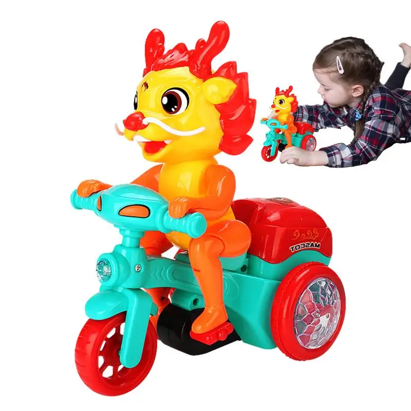 Interactive Music Toys Creative Rotating Stunt Tricycle Musical Toys Battery Operated Interactive Toy With Lights & Music