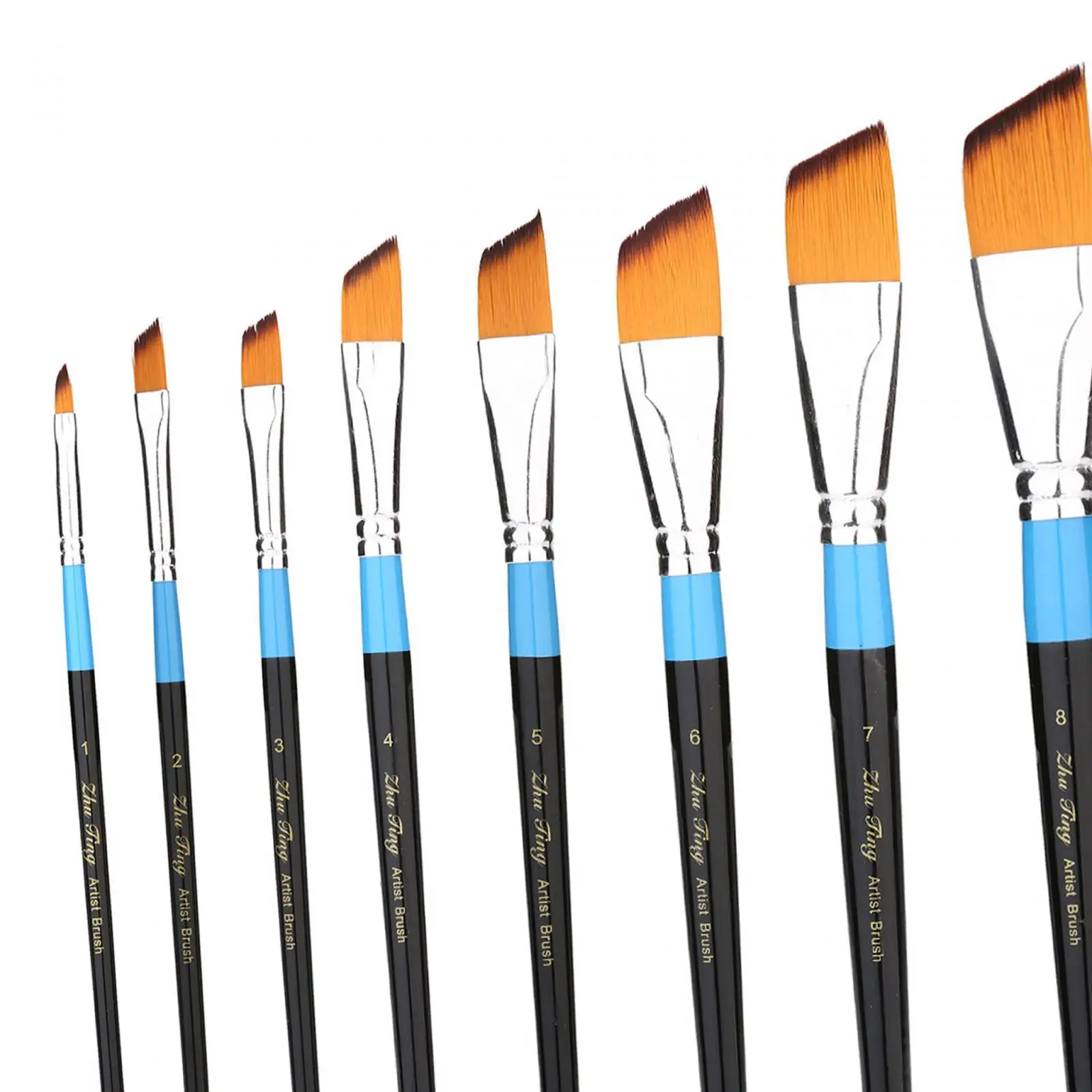 8 Stück Pinsel Set Professional auf Leinwand, Holz, Gesicht und Modelle Nylon Haar Pinsel für Gouache Öl Aquarell Malerei