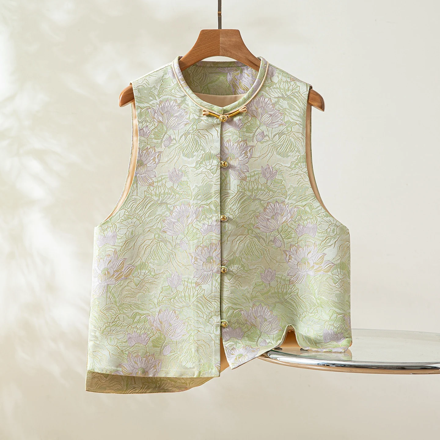 

Шелковый жилет True Silk Song Jin на пуговицах, круглый женский жилет Ne, верхняя одежда, традиционный китайский Sle для поездок на работу, мода