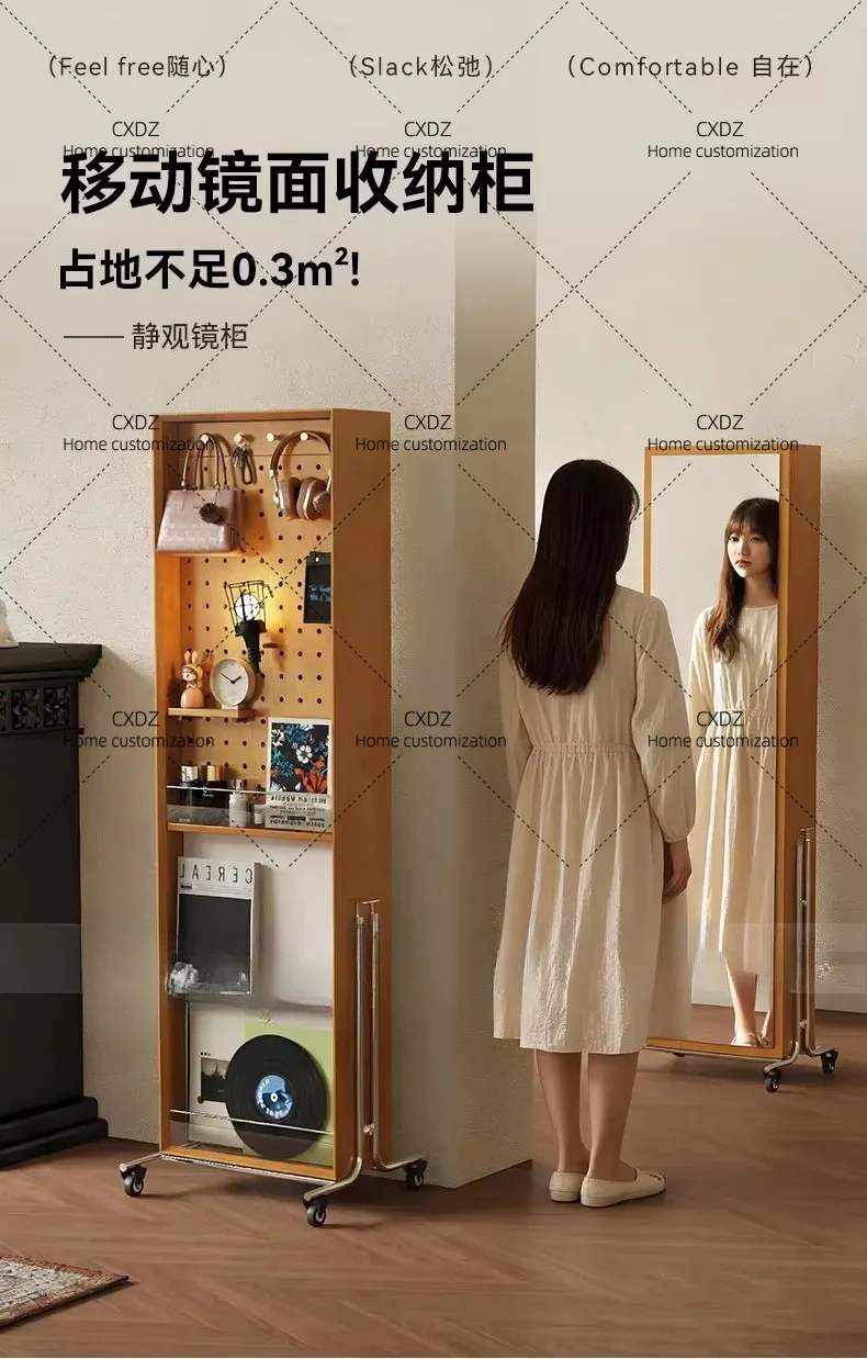 integrated floor removable jewelry storage cabinet makeup mirror locker