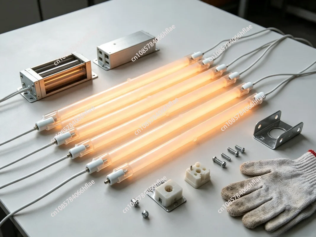 5 Pack 400W Frosted Glass Straight Quartz Heating Tube Halogen Heater Lamp Electric Heating Replacement Tube