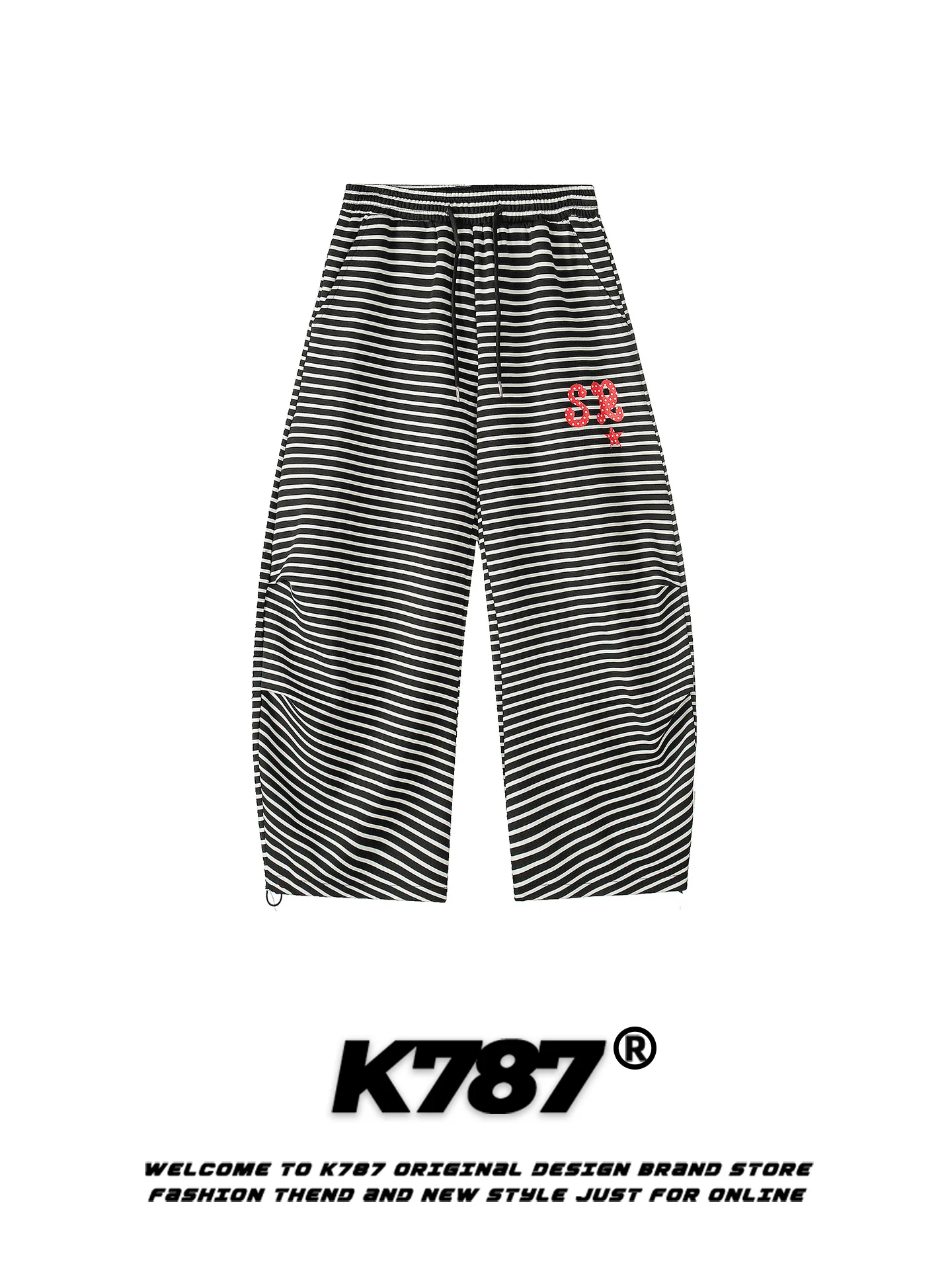 

K787 American Retro Letter Print Stripe Casual Sweatirt ex Loose Sports Street Dance Wide Leg Pants Autumn Polyester Co...