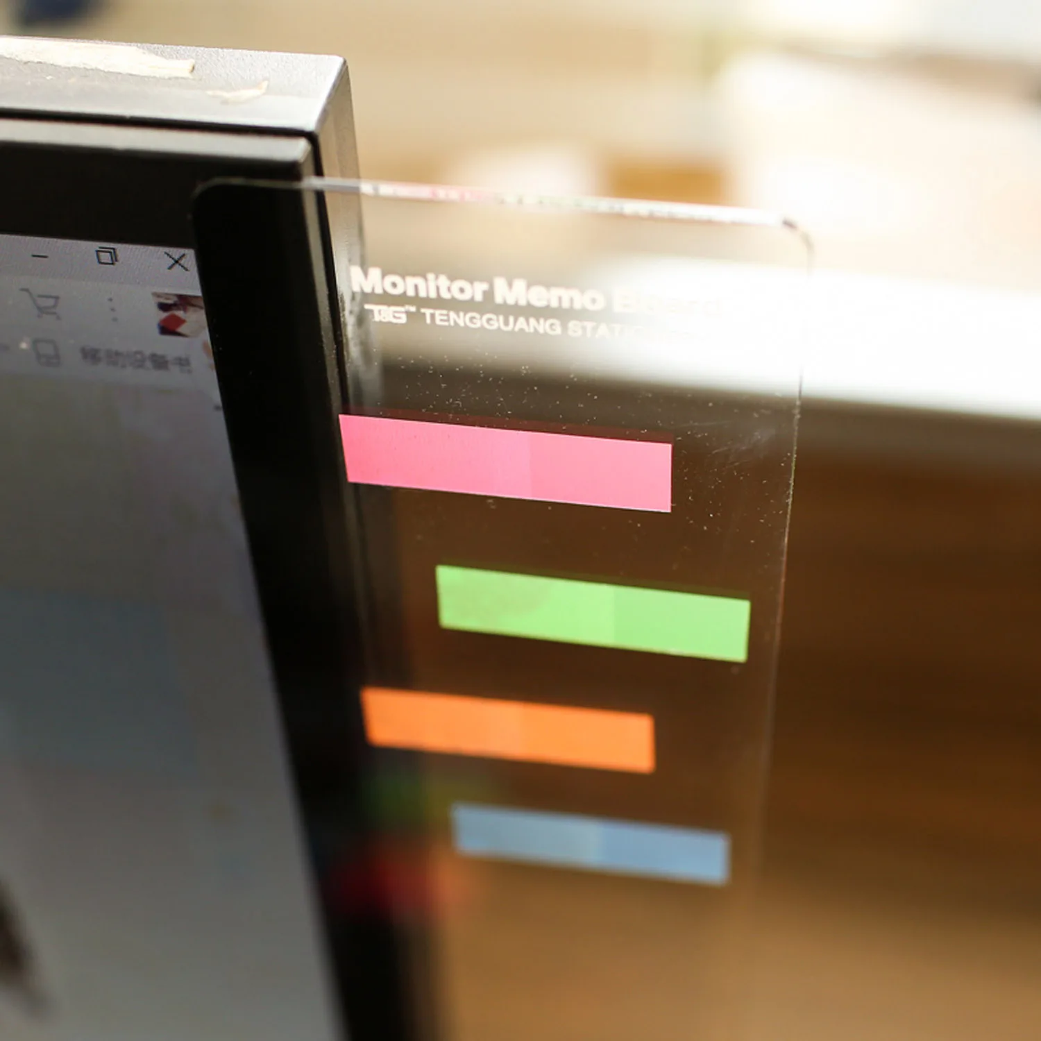 2PCS Acrylic Monitor Message Memo Board for Sticky Notes Tabs Desktop Computer PC bordes bord notice board plastic Holder