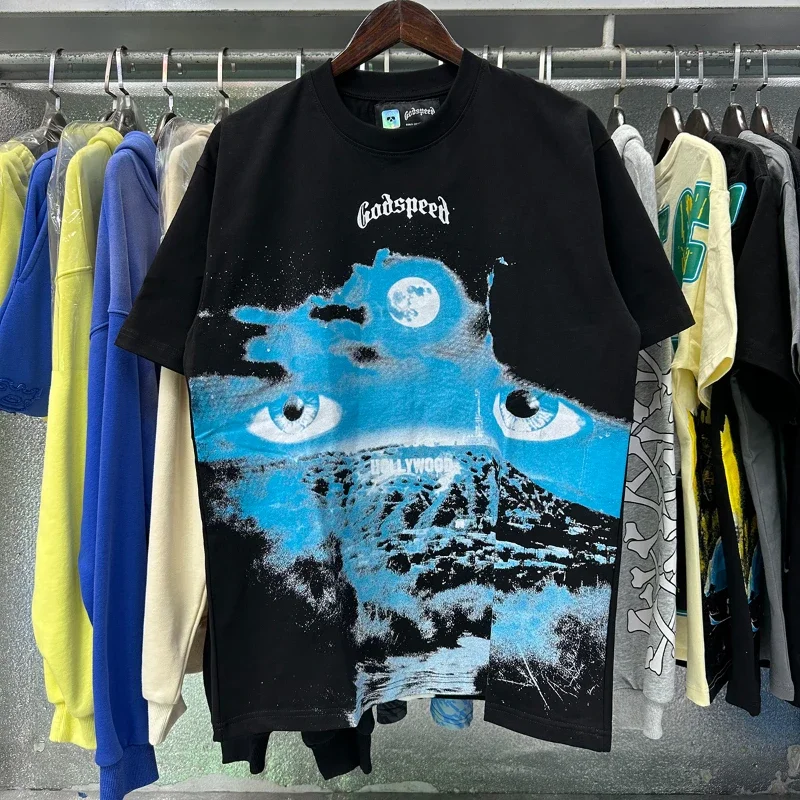 

Хлопковые футболки GOD SPEED Life's A Gamble Big Face Godspeed Render с круглым вырезом и коротким рукавом в стиле хип-хоп с принтом на шее для мужчин и женщин