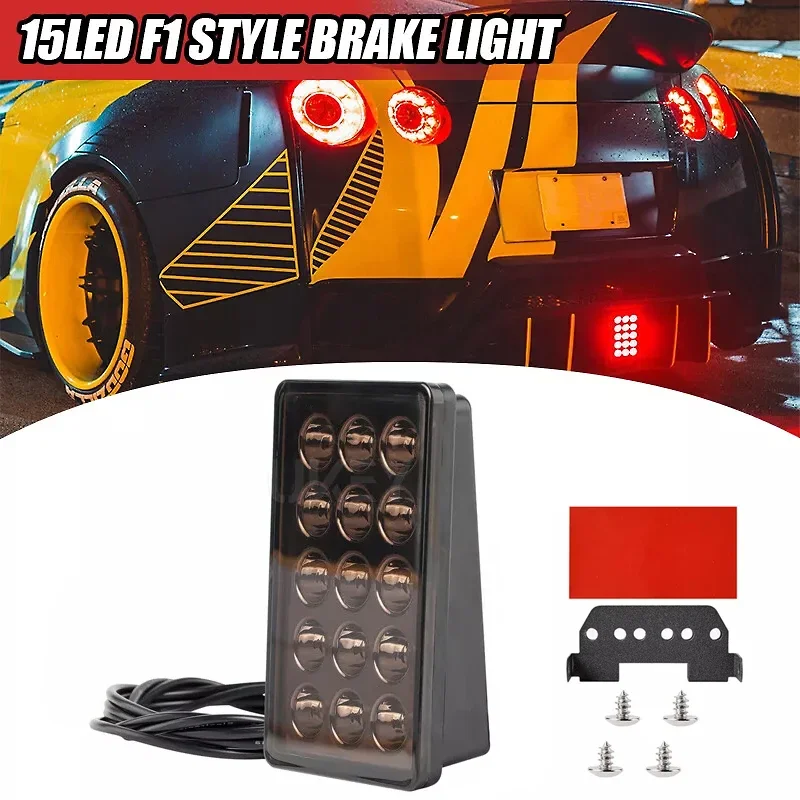 F1 Style Led Brake Pilot Lights 12V 15led Rear Tail Lights Auto Flash Warning Reverse Stop Safety Signal Lamps For Car SUV Moto