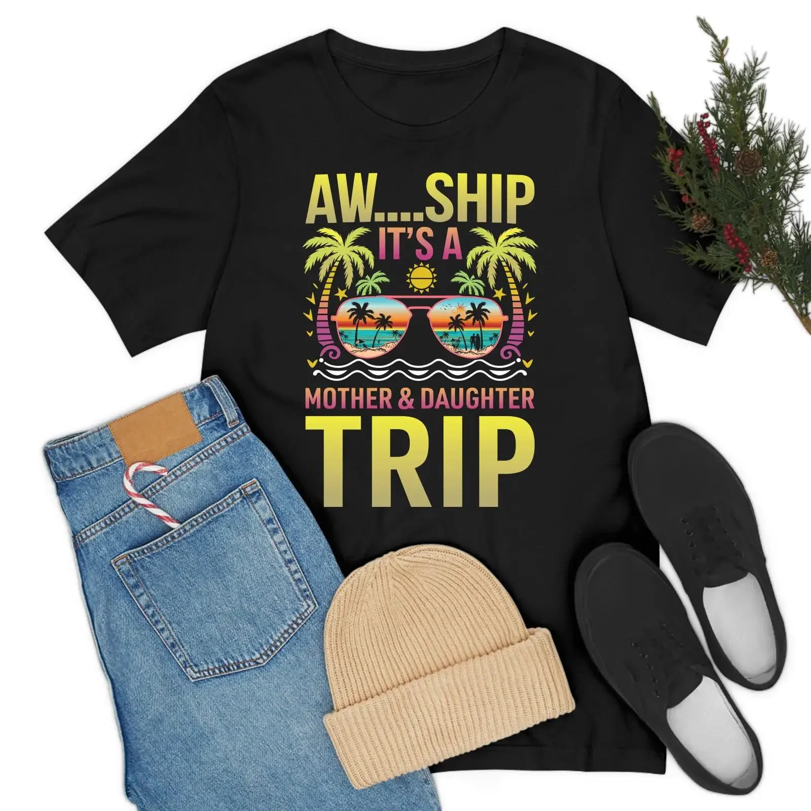 T-shirt humoristique « C'est une escapade mère-fille » pour la Fête des Mères, croisière familiale, vacances 2026, style vintage, délavé, élégant et polyvalent