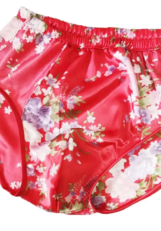 Herren-Slip mit Blumenstickerei, weich, seidig, seidig, Live-Show, DJ, Club, sexy Kostüme, private Party, einlagig, Frühling und Sommer