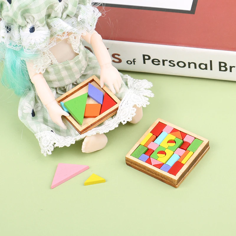 1Set Dollhouse Miniature Accessories Mini Simulation Color Building Blocks Tangram Model Doll DIY Decor Accessories Toy