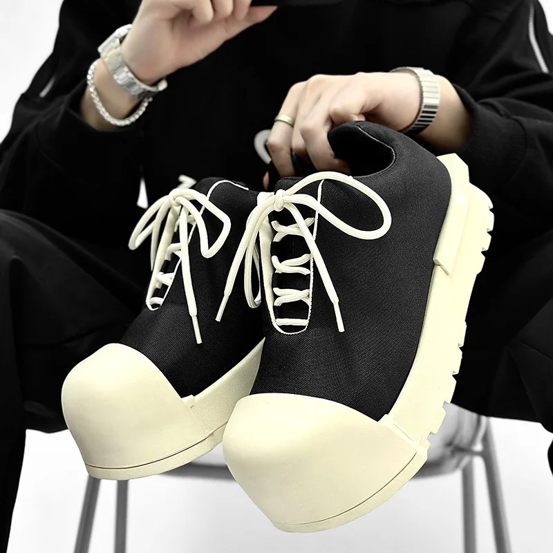 

New original design leather thick sole men's shoes versatile round-toe trendy sports curb sneakers shoes mesh large size