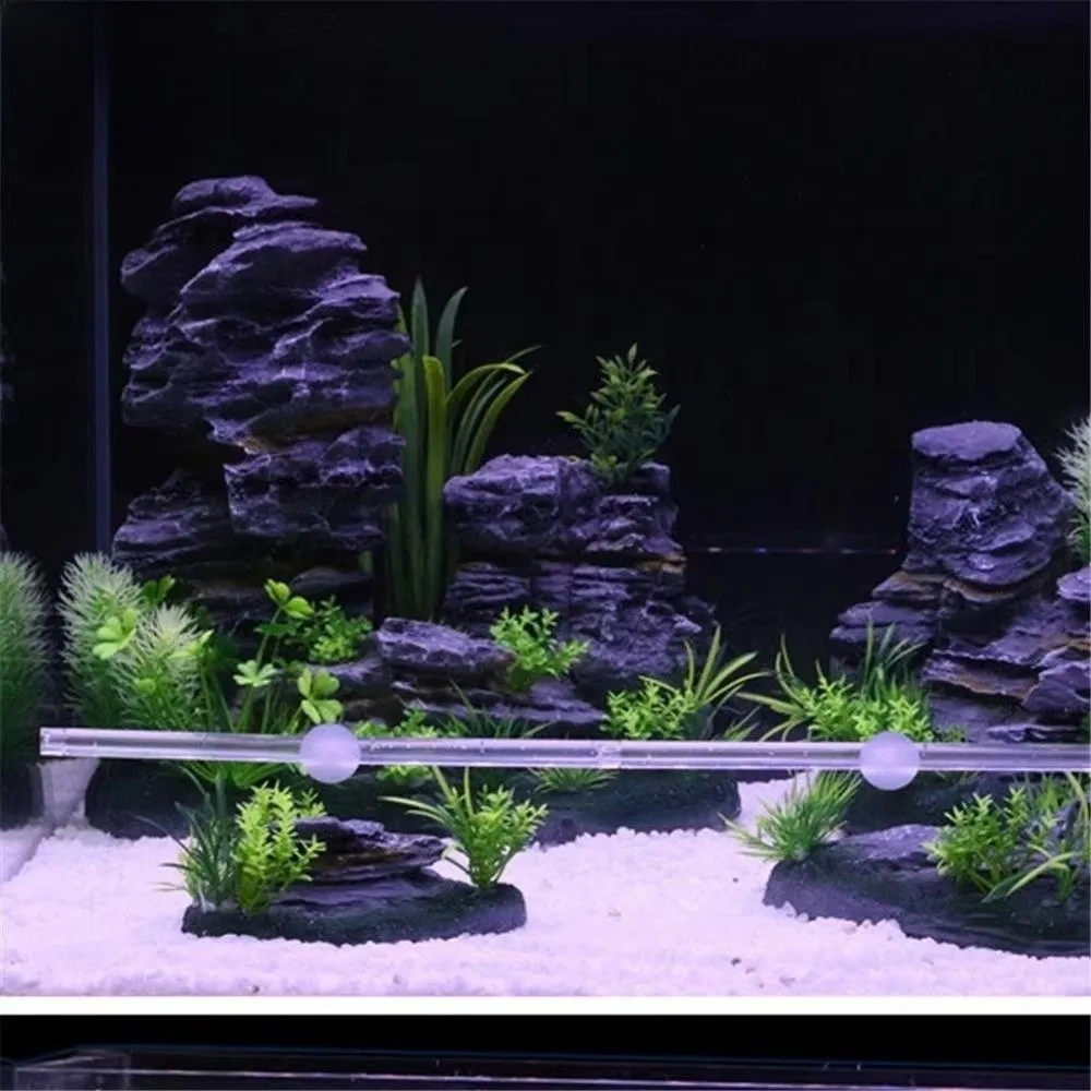 Transparent Aquarium Air Curtain Adjustable Direction Cuttable Length Fish Tank Bubble Bars Suction Cup Fixed L Type Adapter