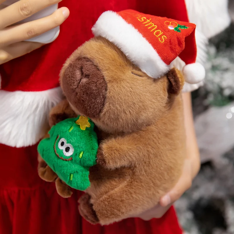 Natal capivara brinquedos de pelúcia recheado fofinho árvore bota boneco de neve gingerbreadman capivara boneca adorável festival decoração para casa presente de natal
