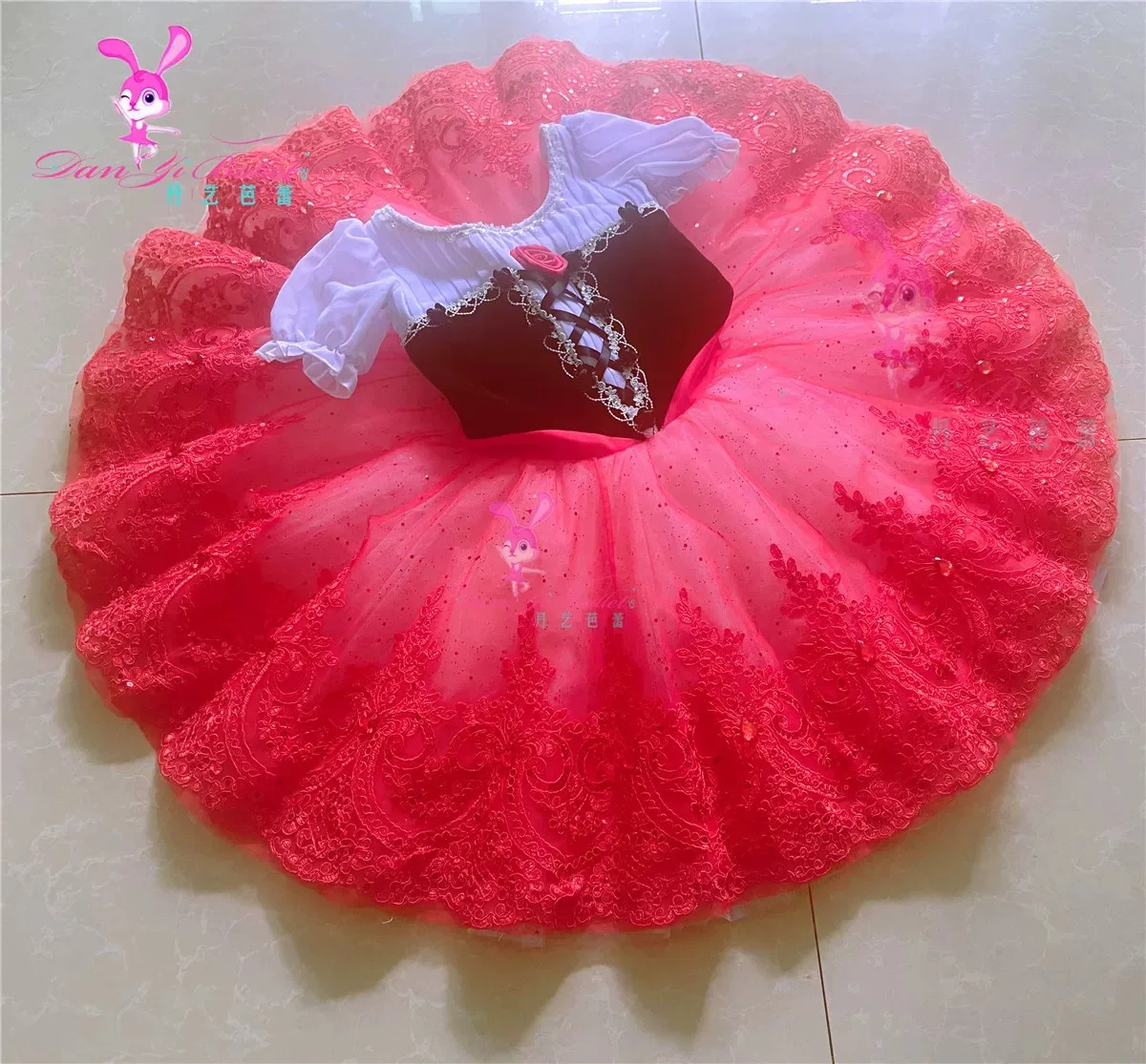 Danyi Dance Rabbit Professional Girls Ballet dress Red Little Red Riding Hood performance dress fluffy gauze skirt performance c