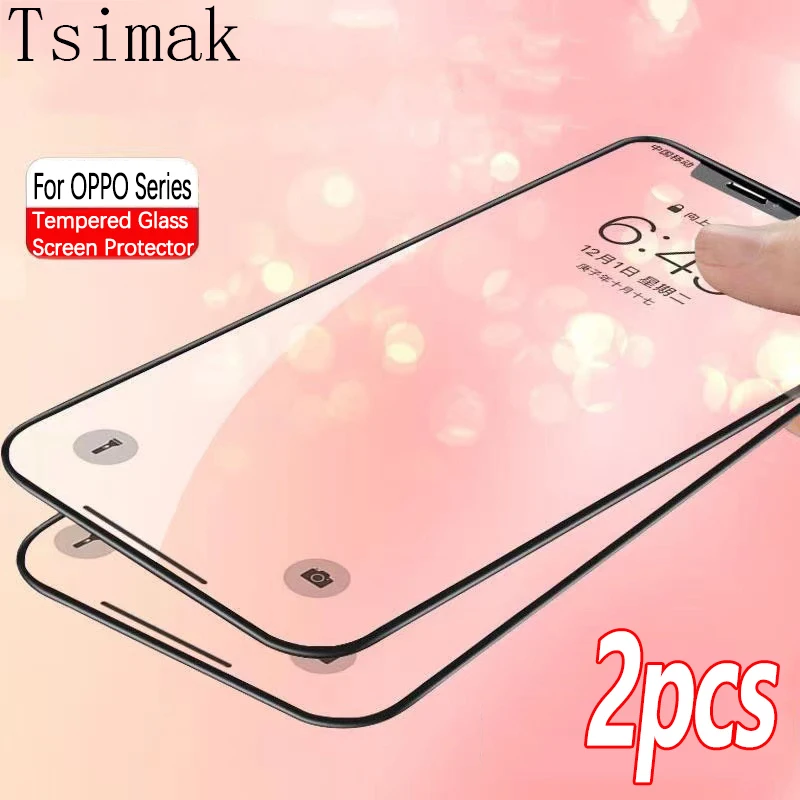 2pcs Full Cover Tempered Glass For OPPO A54 A54S A55 A55S A56 A56S A74 A91 A92S A93 A94 A95 4G 5G Screen Protector Film