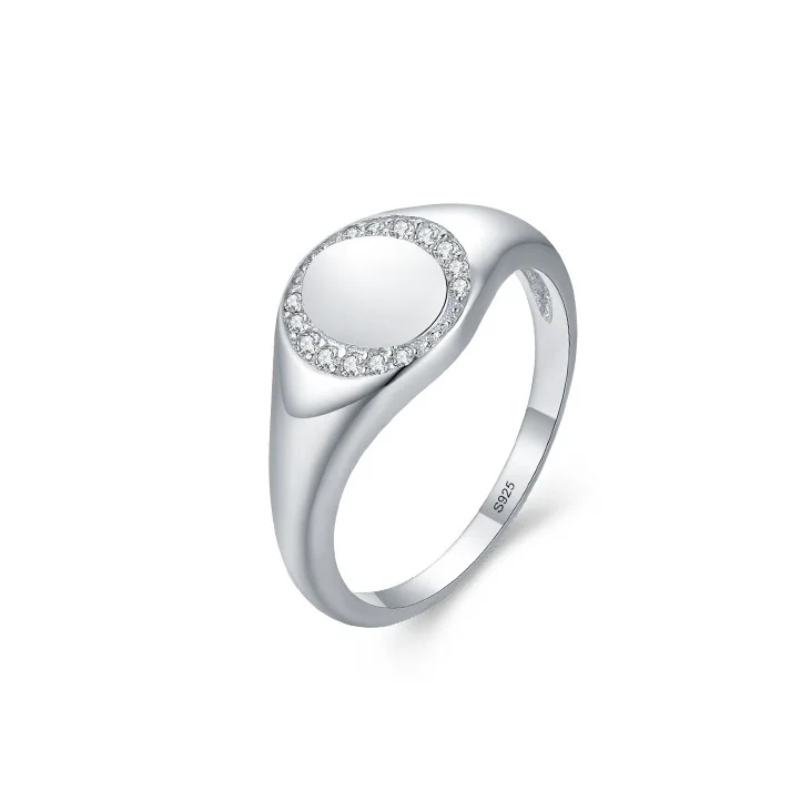 

S925 Sterling Silver Women Fashion European American Platinum Plated Glossy Hand Jewelry Ring