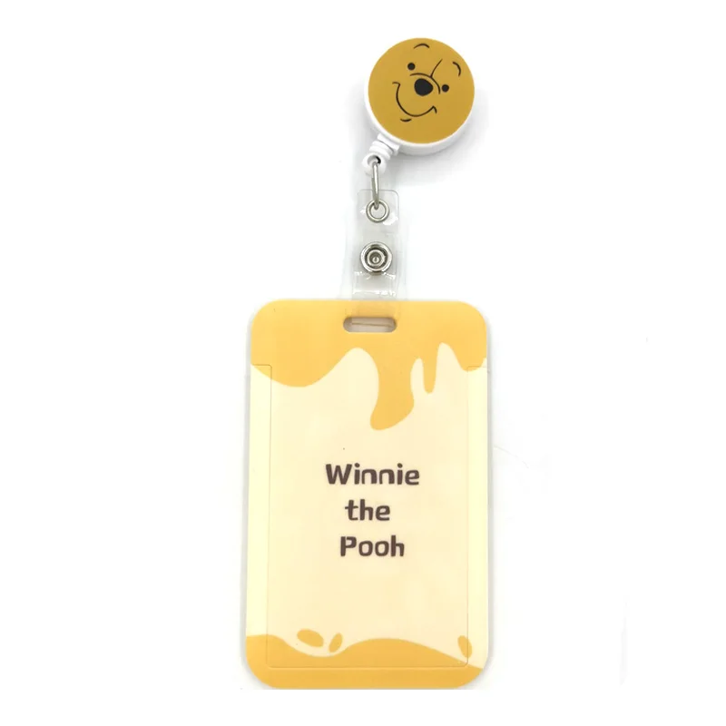 Winnie the Pooh Bear Cute Credit Card Cover Lanyard Bags Badge Reel Student Nurse Exhibition Name Badge Kids Key Ring