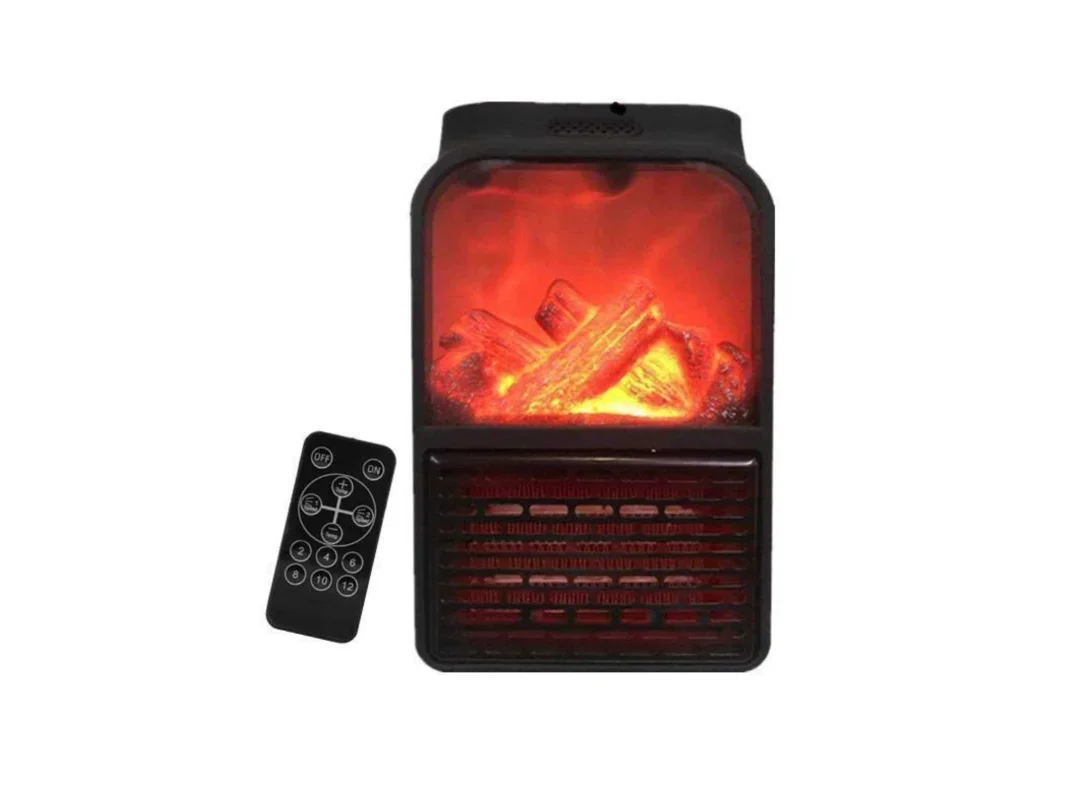 SPARK Portable Electric Heater, Fireplace Design 900W with Controller, Powerful Heat, Small Spaces Direct Plug