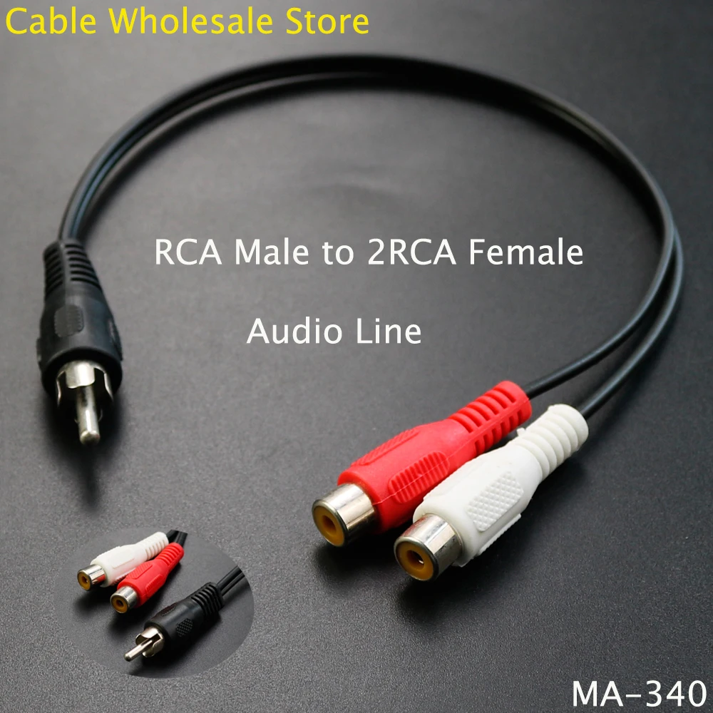 Cable Wholesale Store 1Pcs 30CM Y Splitter 1/2 Audio Line RCA Plug To 2 RCA Female Plug RCA Plug Adapter Wire And Cable