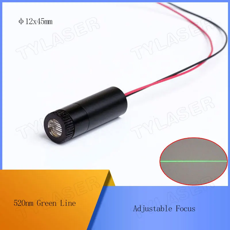 Adjustable Focus D12X45mm 3V/5V 520nm Green Line Laser Locator 5mw 10mw 20mw 30mw 50mw 80mw 135mw Focusable Laser Module