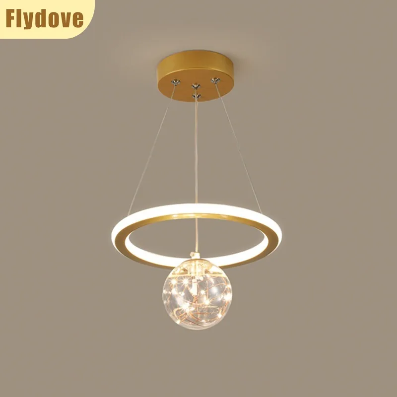 

Modern LED Pendant Light Creative Living Room Corridor Staircase Crystal Glass Ball Home Lighting Decoration Hanging Line Light