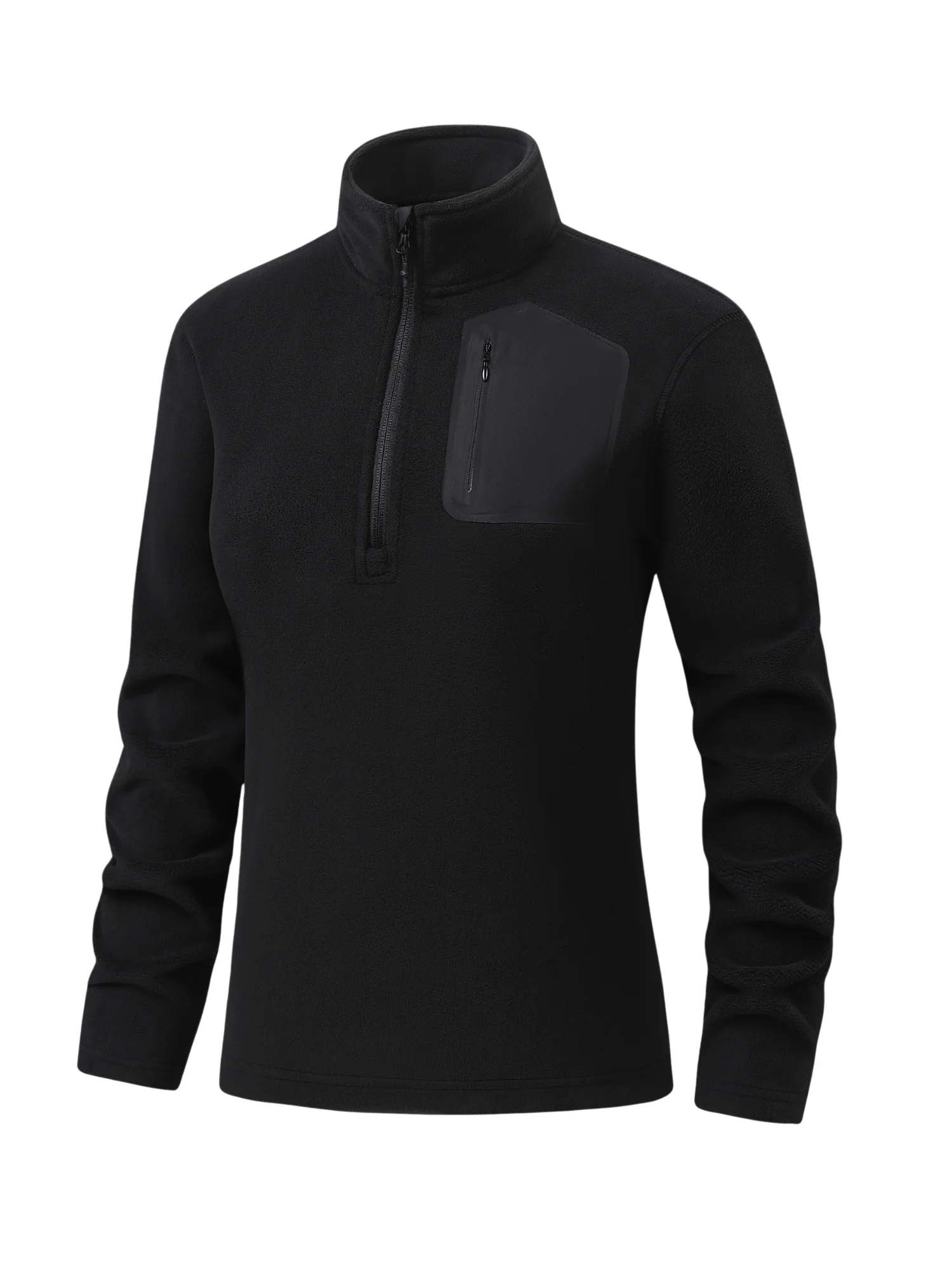 Women's half-zip fleece jacket, stand-up collar, windproof, warm and comfortable, suitable for both inner and outer wear.