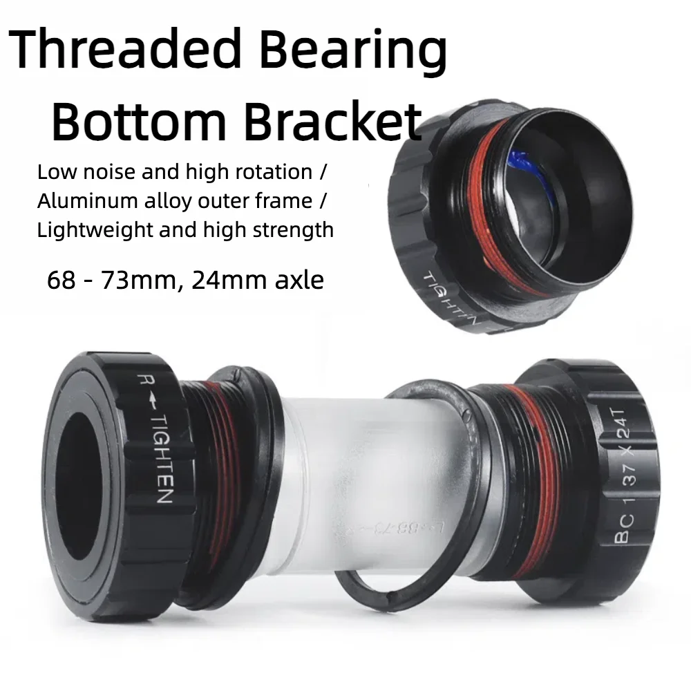 

Threaded Bottom Bracket 68-73mm,24mm Spindle Cartridge Bearing 160g Lightweight Bicycle Bottom Bracket Aluminum Alloy Bearing