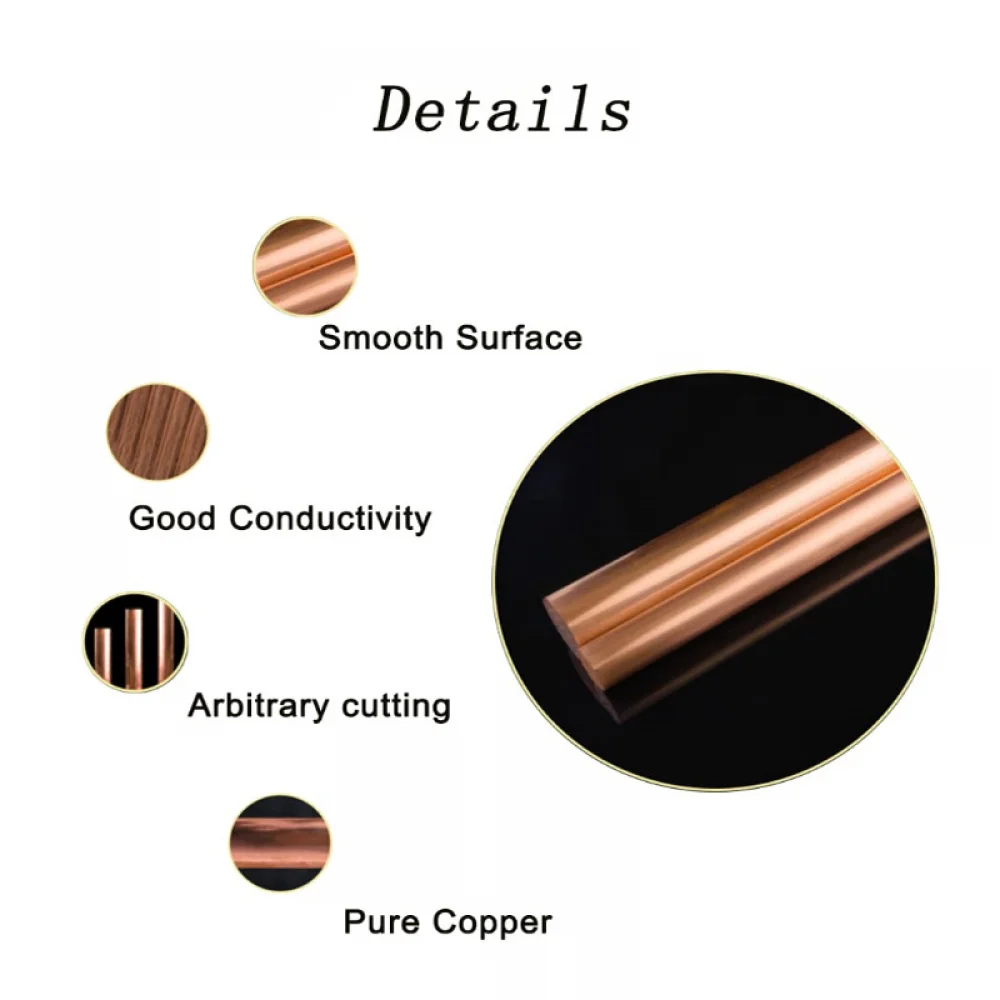 1/5pcs multiple sizes copper round bar rod metal rods diameter 3mm -30mm Length 100mm-30mm