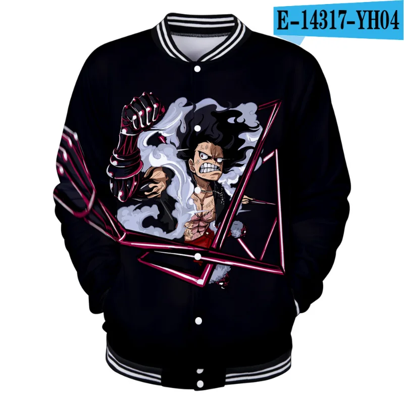 

ONE PIECE Anime Jacket 3D Print Luffy Loose Oversized Clothes Casual Men Baseball Clothes Personality Street Coats Warm Jackets
