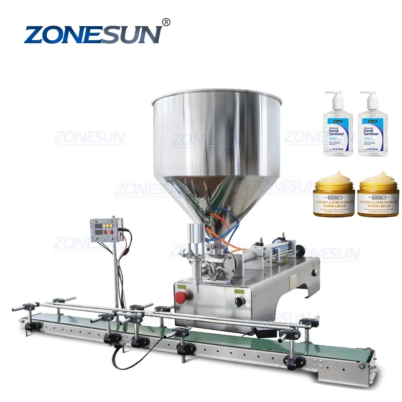 

ZONESUN ZS-DTGT1P Automatic Horizontal Single Nozzle Lotion Tomato Sauce Peanut Butter Bottle Thick Cream Paste Filling Machine