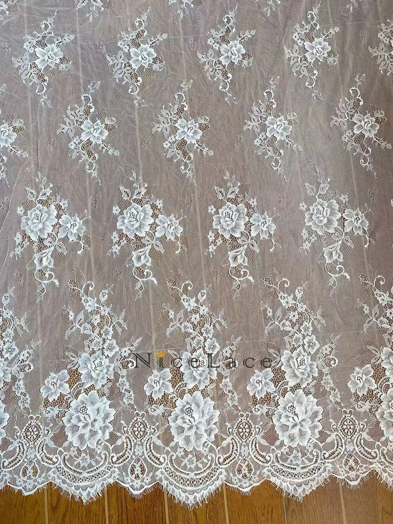 3Meter/lot High Quality Soft ivory Boho Lace Fabric Chantilly French Lace Accessories For Bridal gowns, Wedding Dresses, veils