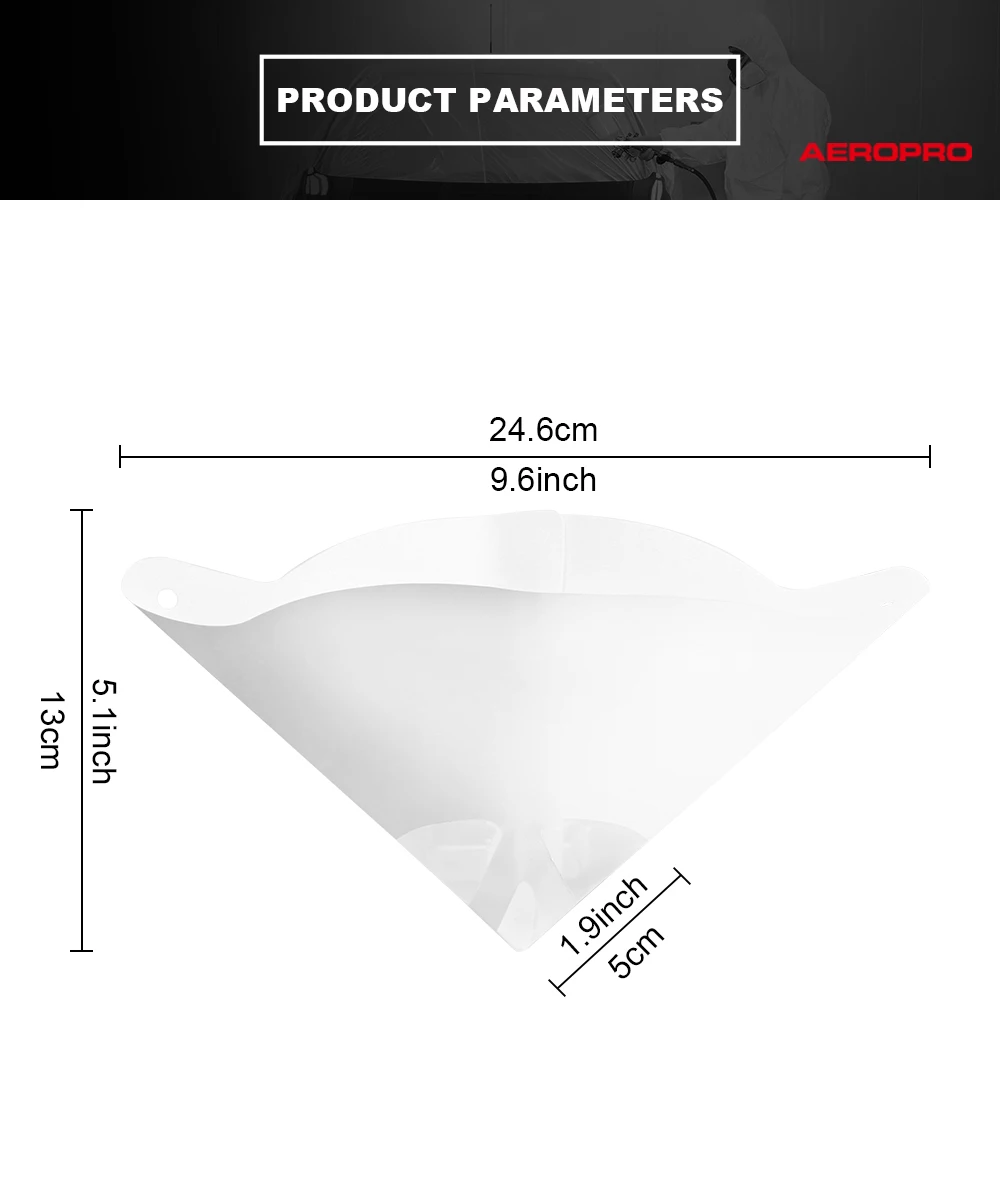 AEROPRO Farbfilterpapier 190 Mikron für Autolack-Spritzpistole 100 Mesh-Papiersieb Trichter Einweg 50 100 200 300 Stück – Detail 5