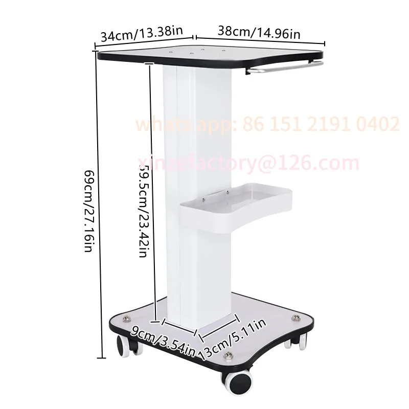

Customizable SPA Beauty Storage Beauty Salon Stand Rolling Trolley Cart Equipment Machine Holder Organizer 3 Tier 3.8KG with Pus