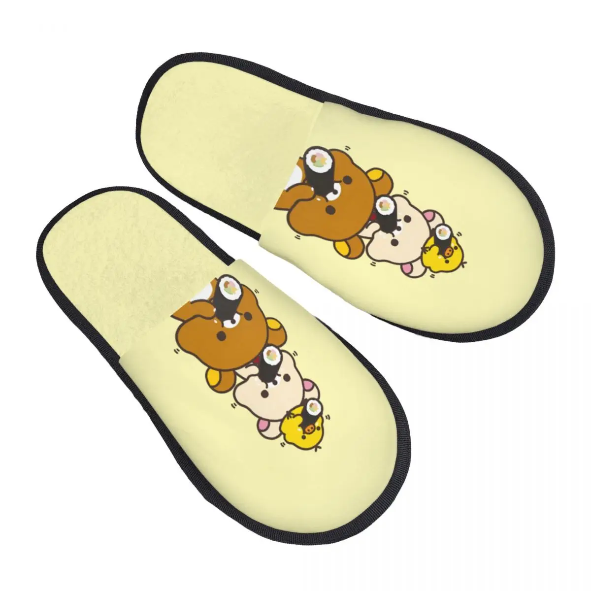 

Домашние тапочки Rilakkuma на заказ, женские уютные тапочки из пены с эффектом памяти, милые тапочки без шнуровки с медведем, спа-тапочки