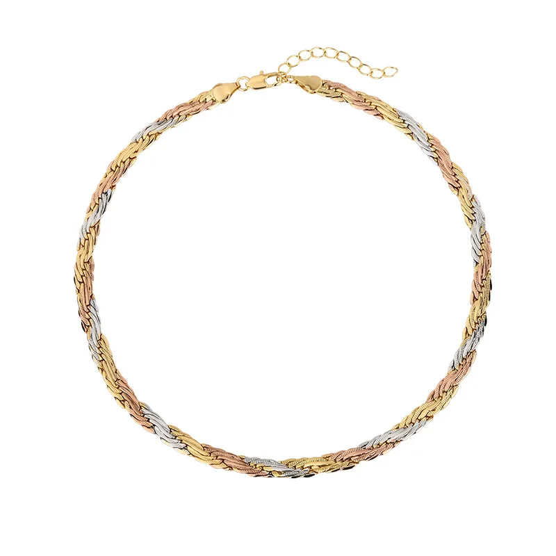 Jewelry Retro Elegant Niche Design Necklace All-Match Electroplated Colored Gold Woven Hemp Flowers Chain Suit