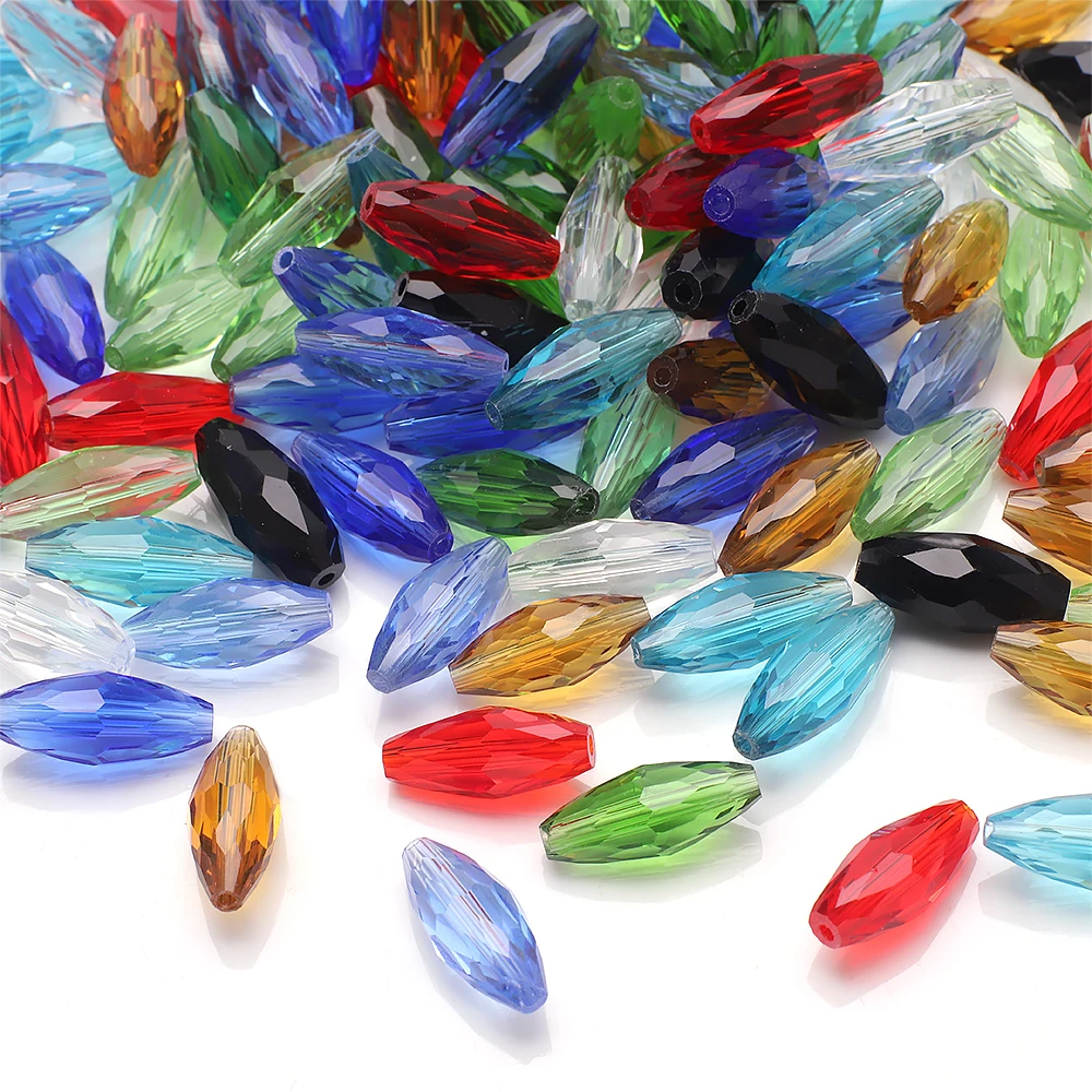 40Pcs/Lot 8x19MM Crystal Glass Oval Beads Rice Bead Crafts Loose Beads For Jewelry Making DIY Bracelet Earrings Accessories
